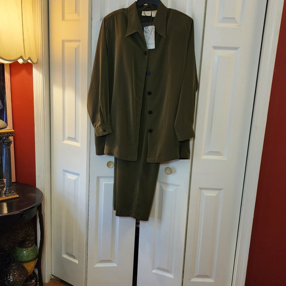 Christie and Jill Shirt Two Piece Sets High Waist Wide Leg Pants Suit Casual Ele - Picture 11 of 15